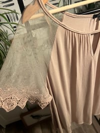 Image 2 of tan lace sleeve tee 