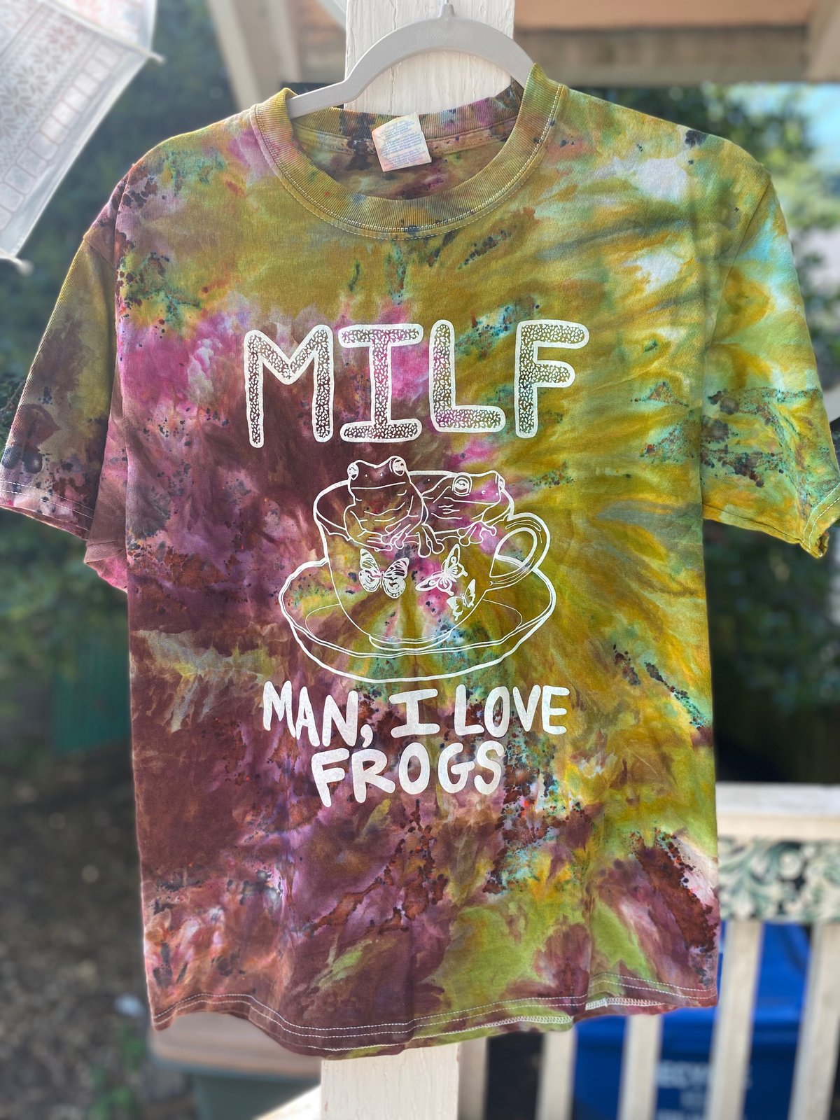 Image of MEDIUM MILF Man I Love Frogs Tie Dye Shirt 1