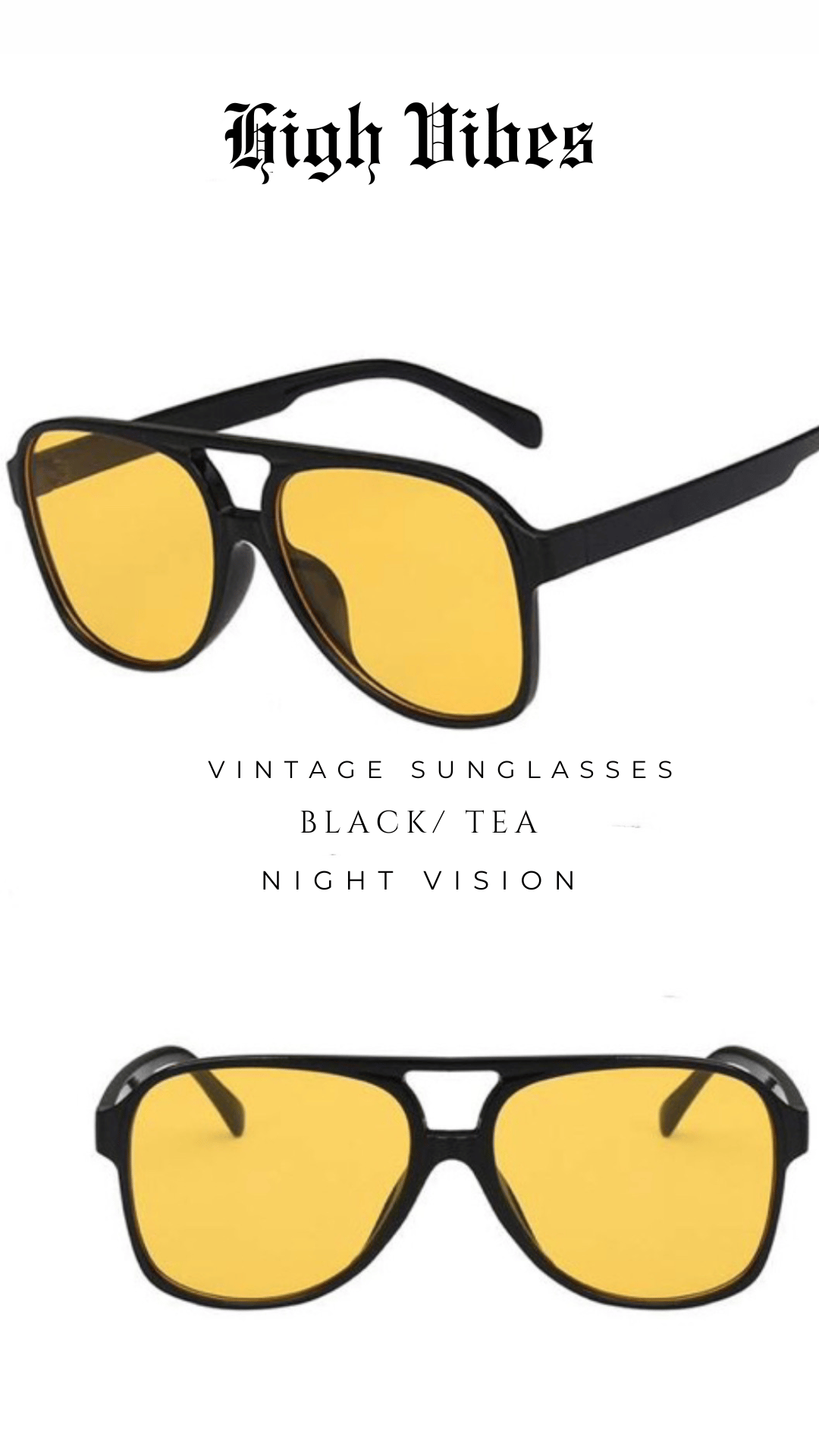 Image of Vintage Sunglasses Night Vision Black/Yellow 