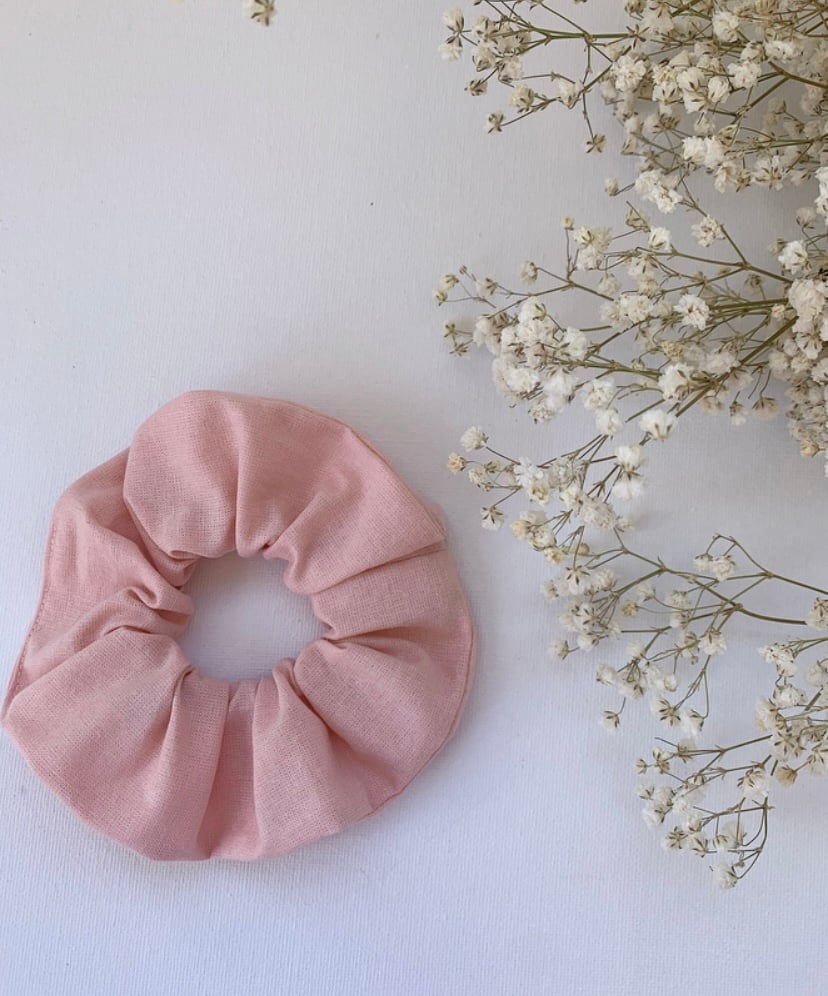 Blush Linen Scrunchie