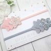 Pink & Grey 3 Star Bow - Choice of Headband or Clips
