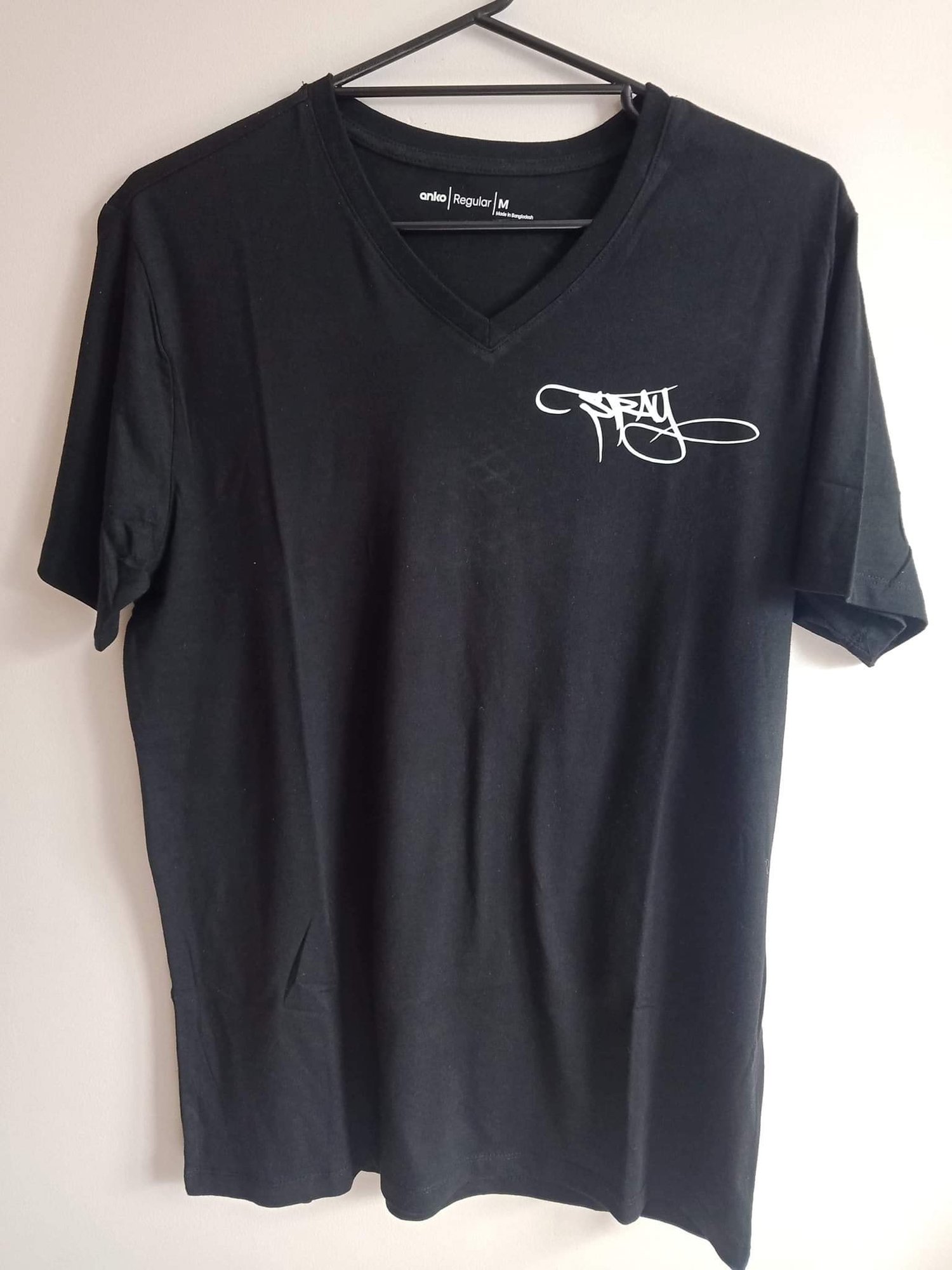 Image of V Neck Stray Logo T-shirt (BLACK)