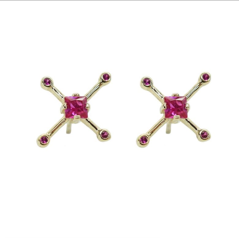 Image of Diamond X studs (comes in pink & green)