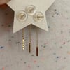 Dainty gold chain and bar single earring
