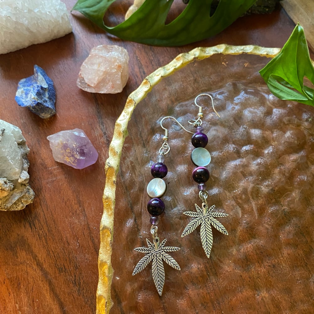 Image of purple punch kush earrings 