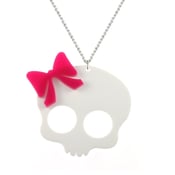 Image of Jumbo Girly Skull with bow Acrylic Necklace