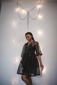 Image 2 of Holly Stalder Polka Dot Organza Pouf Sleeve Dress