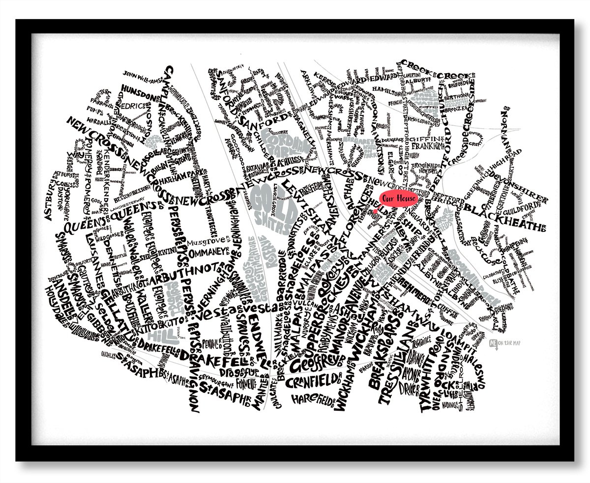 Image of New Cross & Deptford SE14 - SE8 - SE London Type Map