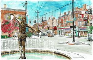 Image of Ludlow Avenue Fountain Print