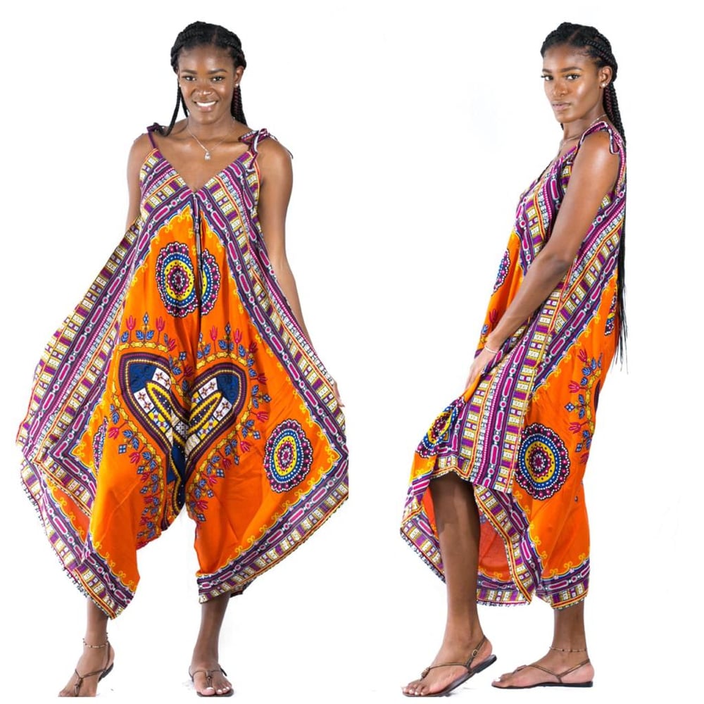 Dashiki vibe Orange jumpsuit