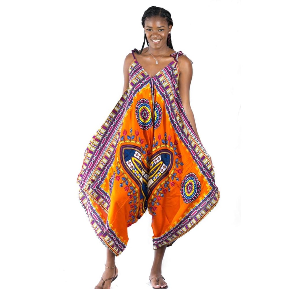 Dashiki vibe Orange jumpsuit