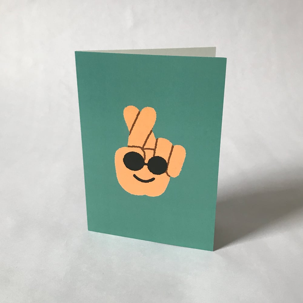 Image of FINGERS CROSSED CARD WITH STICKER SHEET.