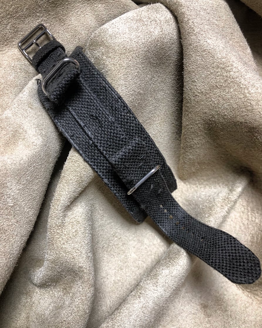 Image of Dark grey distressed canvas Bund watch strap