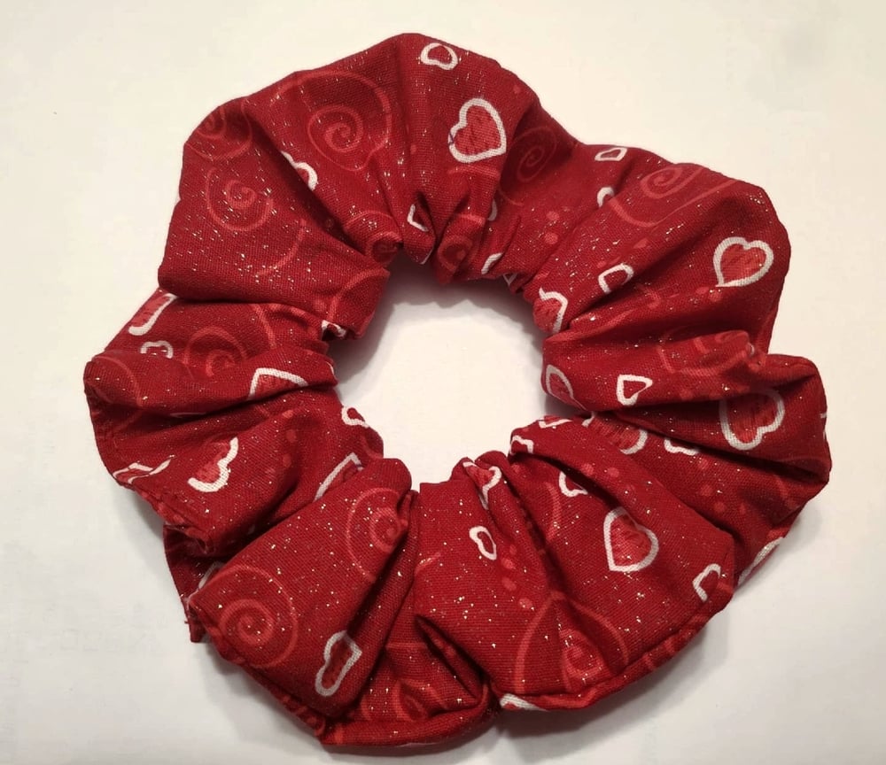 Image of Red hearts scrunchie