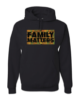 Family Matters Hoodie - Kente Cloth Logo - Black 