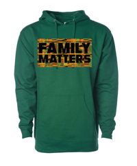 Image 1 of Family Matters Hoodie - Kente Cloth Logo - Green 