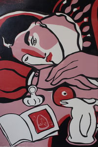 Image 1 of Woodcut print - limited edition 50x70 cm/ 10,6x27,5 inches - resting lady