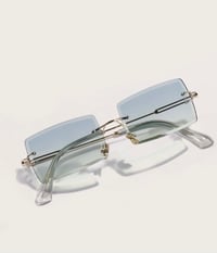 Blue Square Rimless Sunglasses