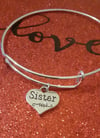 Expandable sister charm bangle + gift box