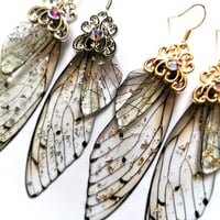 Image 2 of Resin Cicada Wing Drop Earrings