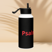 Image 5 of Stainless steel water bottle with a straw lid (Psalms 9;11 Black and Red)