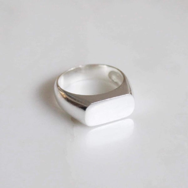 Image of Rectangle face silver ring