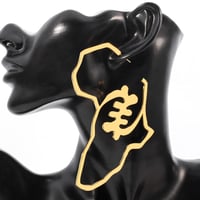 Image 1 of Gye Nyame Adinkra Hoop Earrings 