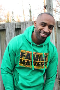 Image 2 of Family Matters Hoodie - Kente Cloth Logo - Green 