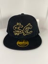 Black Fitted Hat w/ Gold 3D Logo