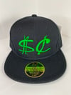Black Fitted Hat w/ Green 3D Logo