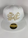 White Fitted Hat w/ White/Gold 3D Logo