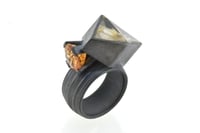 Image 2 of Contemporary Cocktail ring. Rutile quartz and imperial topaz by Chris Boland Jewellery