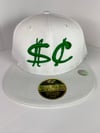 White Fitted Hat w/ Green 3D Logo
