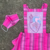 Image 4 of Frida ruffle butt pinafore (pink stripe)