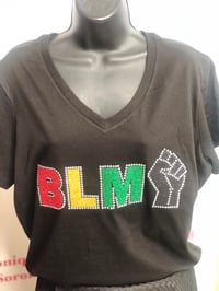 Image 1 of BLM 2021 BLACK V NECK T SHIRT