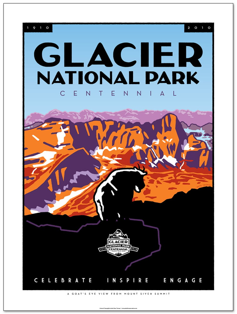 Image of Glacier National Park Centennial Poster - Goat's Eye View