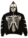 BLACK SKELETON FULL-ZIP HOODIE