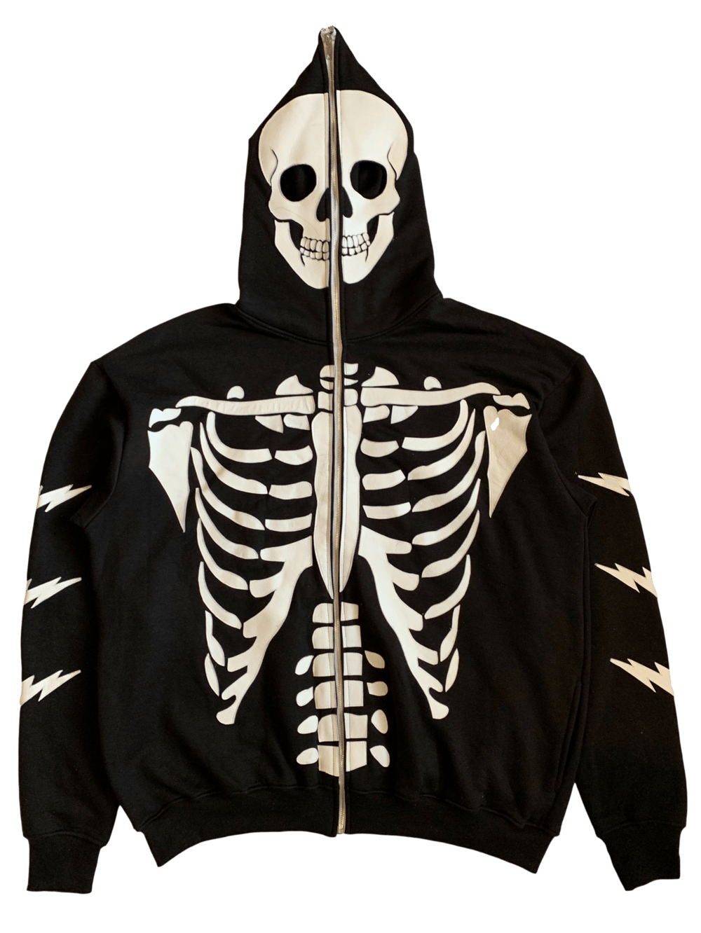 BLACK SKELETON FULL-ZIP HOODIE