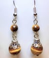 Tiger's Eye Crown Earrings