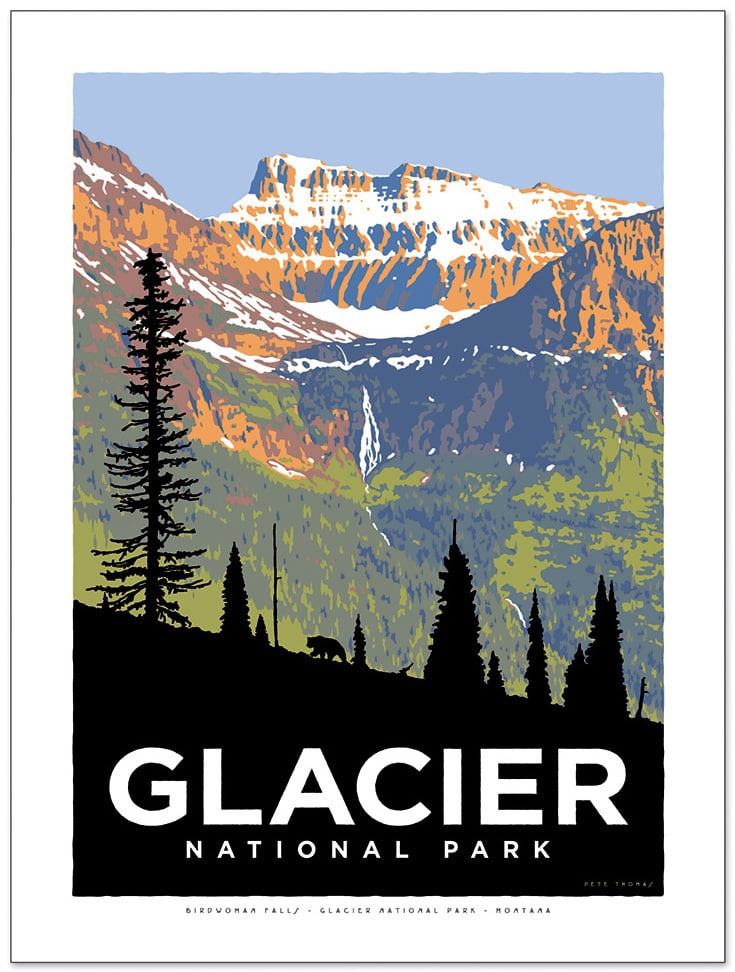 Image of Glacier National Park Poster - Birdwoman Falls