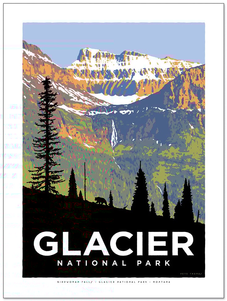 Pete Thomas Creative — Glacier National Park Poster Birdwoman Falls