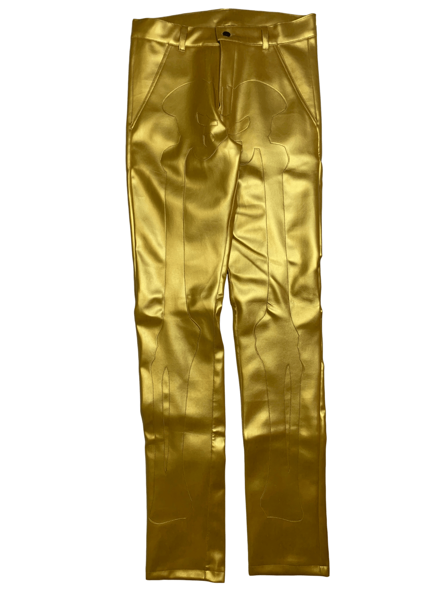 black shirt and golden pants