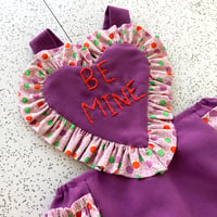Image 1 of “ Be mine” Candy Heart Romper (purple)