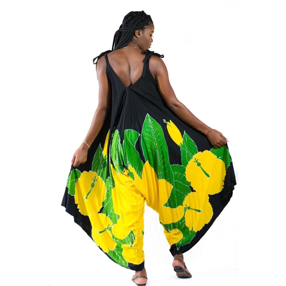 Jamaica hibiscus jumpsuit (black)