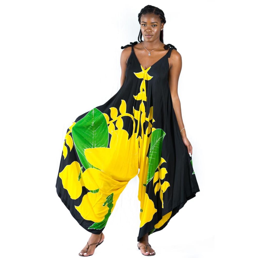 Jamaica hibiscus jumpsuit (black)