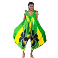 Image 1 of Jamaican hibiscus jumpsuit (green) 