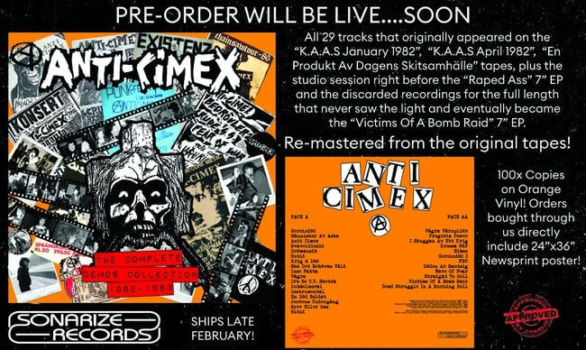 Image of Anti Cimex - "THE COMPLETE DEMOS COLLECTION 82-83" Lp