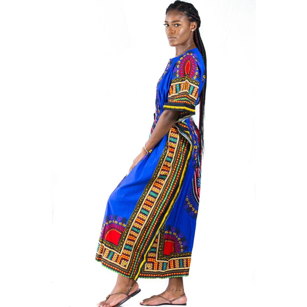 Royal Blue Dashiki Kaftan Dress 