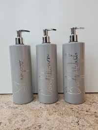 Grey/Silver Pump Dispenser Bottles 