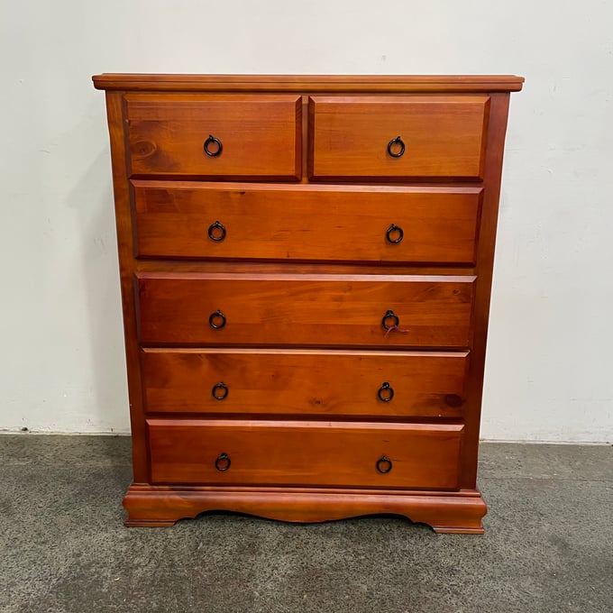Image of QUALITY PINE CHEST OF DRAWERS